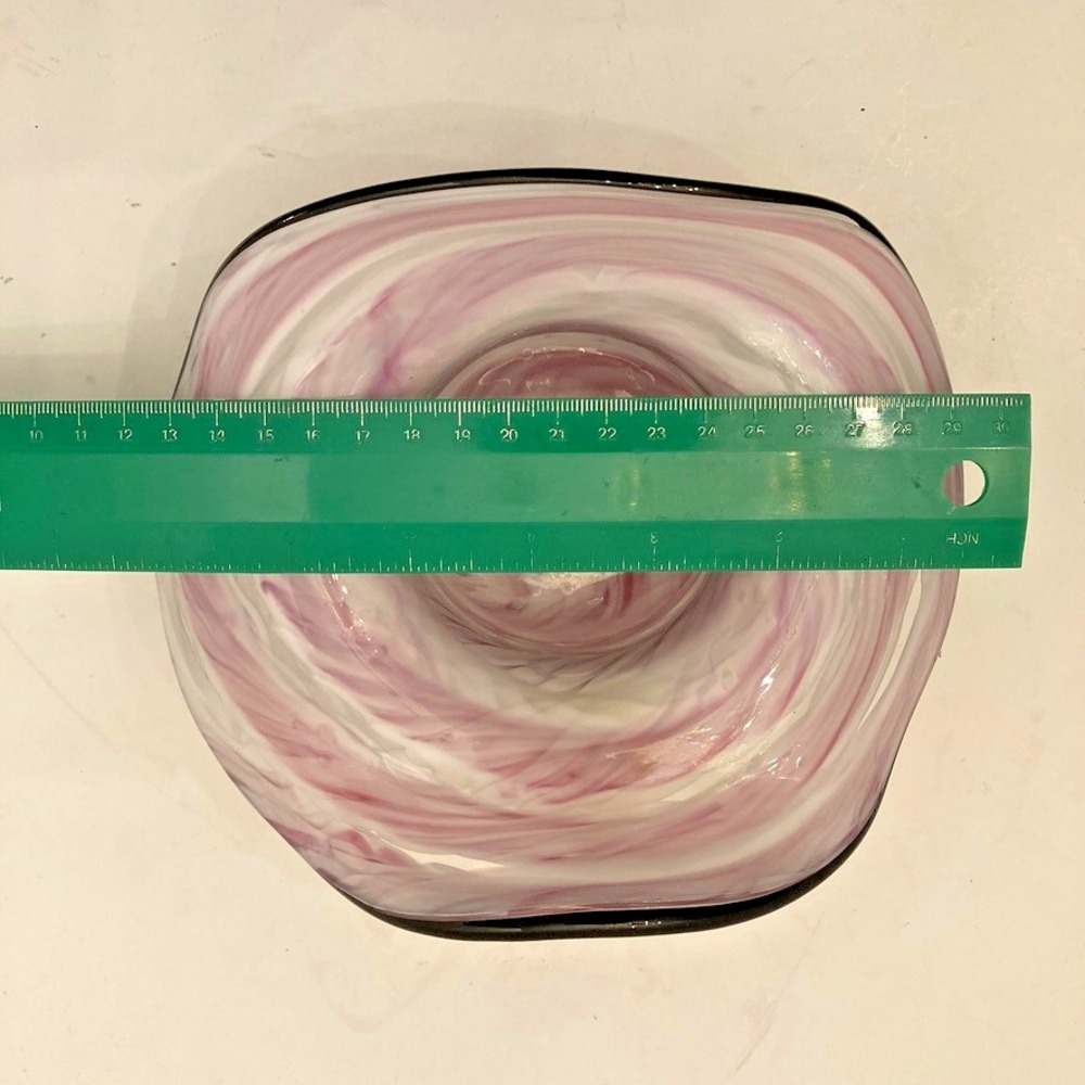 Block Crystal Mouth Blown Pink Glass Hat Bowl Hand Cut Hand Polished Lead free - Picture 12 of 14